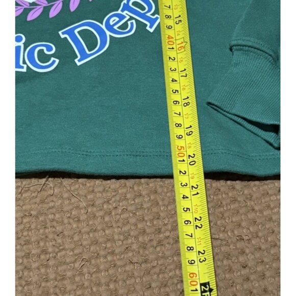 Hello Kitty Athletic Dept Crop Sweatshirt Green Varsity College Y2K Kawaii Sz M - Picture 3 of 5